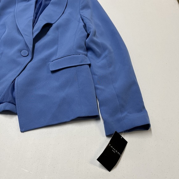 Tahari ASL Blazer Womens 10 Perwinkle One Button Jacket Structured Lined Office - Picture 9 of 13